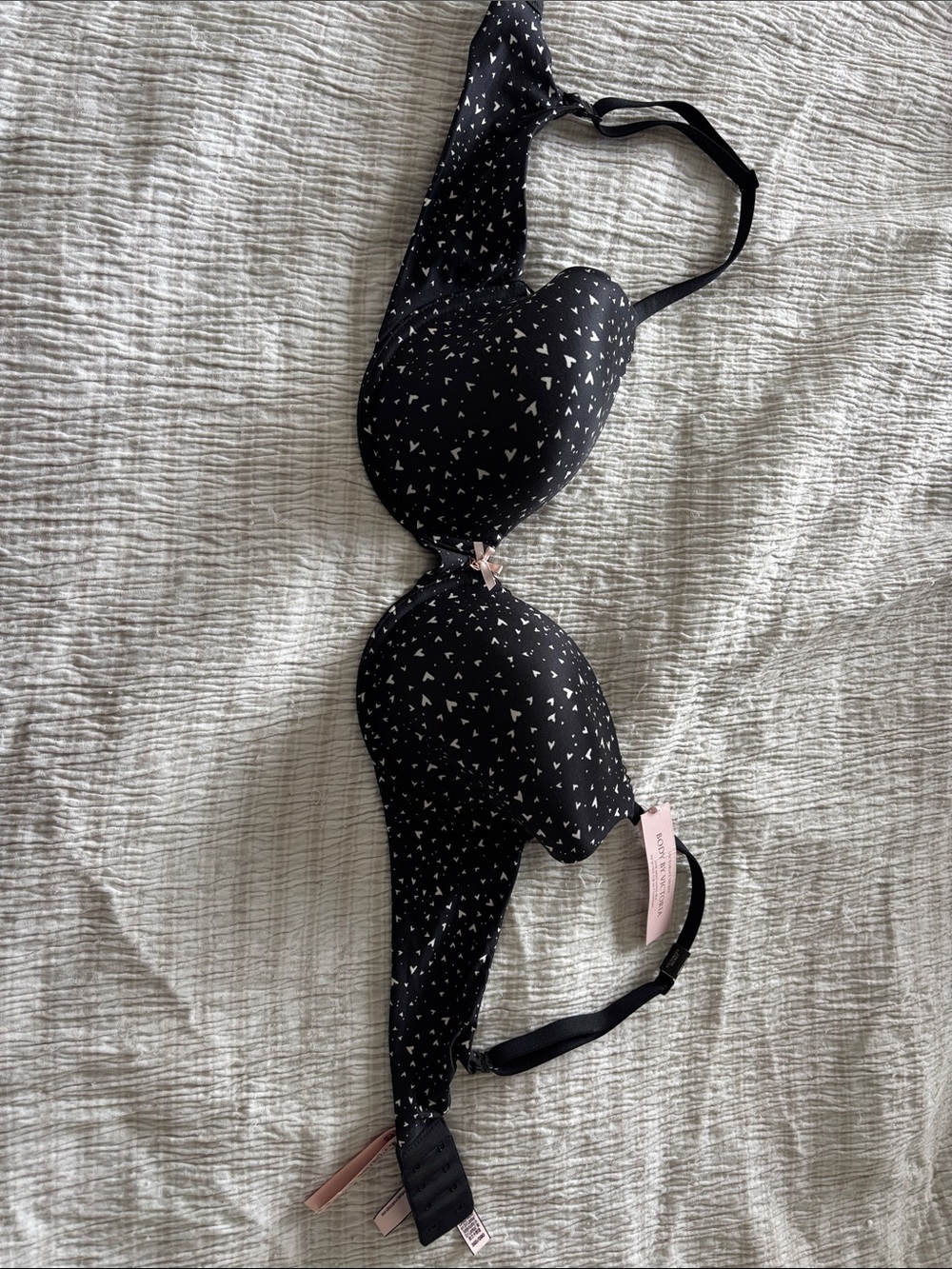 Victoria's Secret Black Bra with White Heart Print